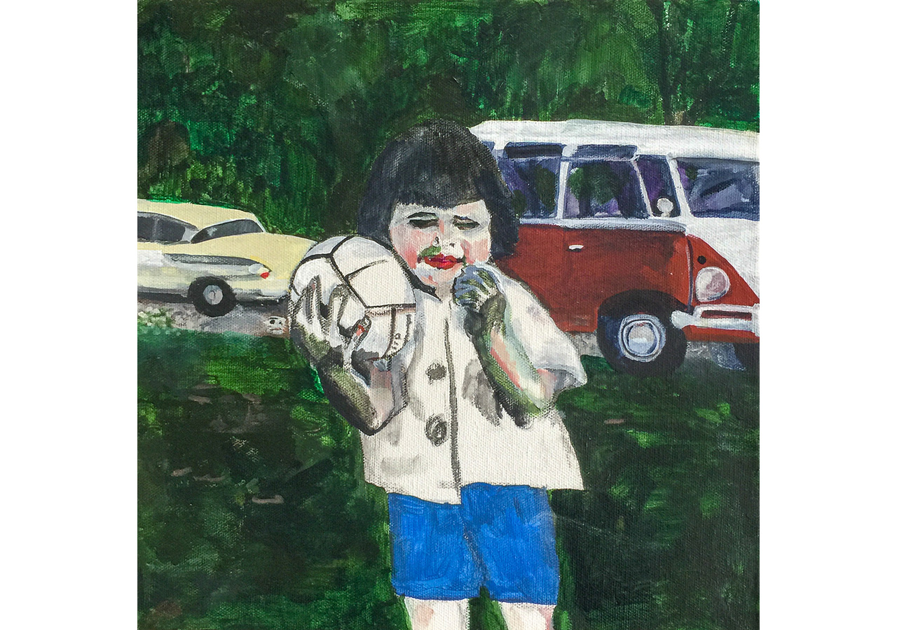 Volleyball, 1960s, 2019, acrylic on canvas, 12 x 12 in.