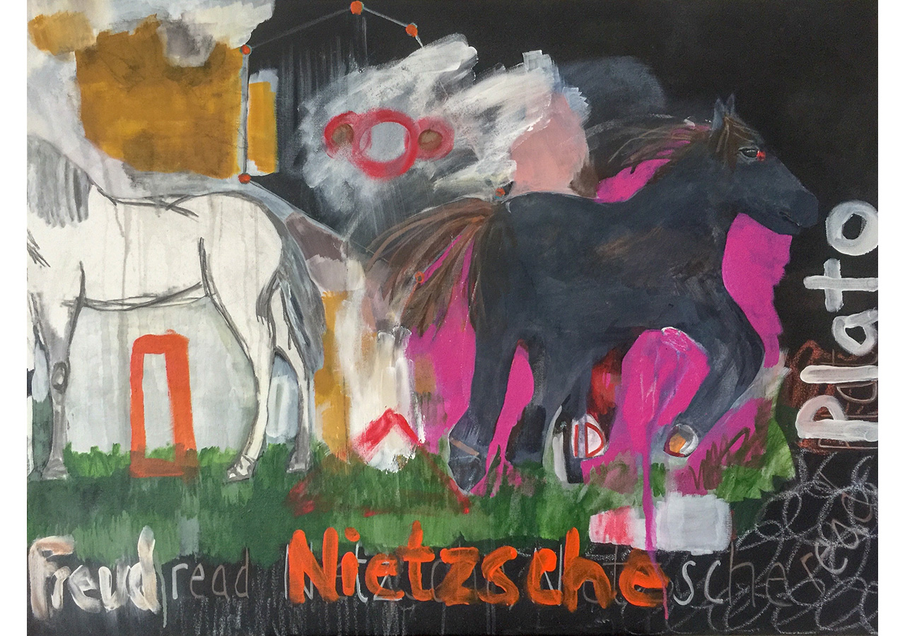 Plato's Wild Horse, 2018, acrylic and pastel on canvas, 30 x 40 in.