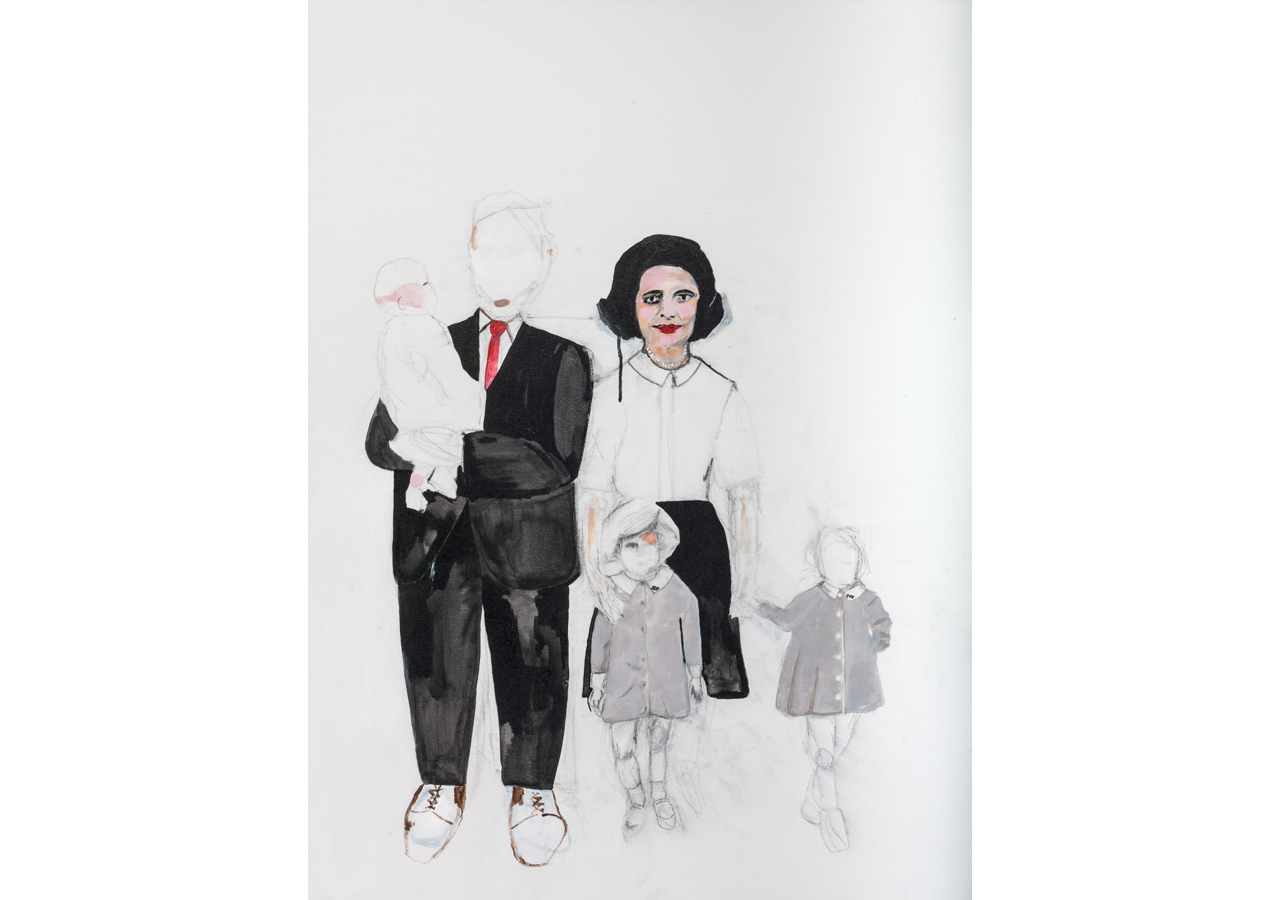 Family Portrait 1963, acrylic and graphite on canvas, 40 x 30 in.