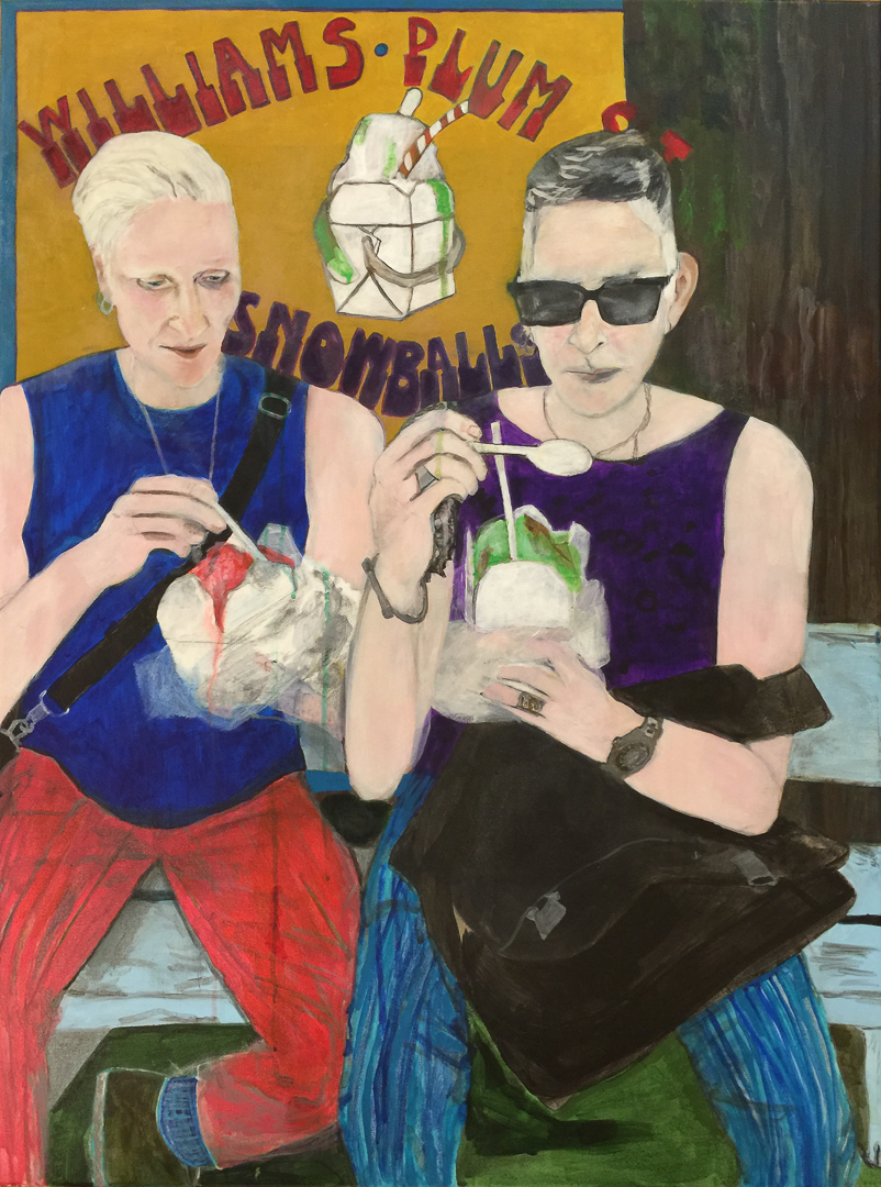 The serious business of snowballs, 2020, acrylic on canvas, 40 x 30 in.